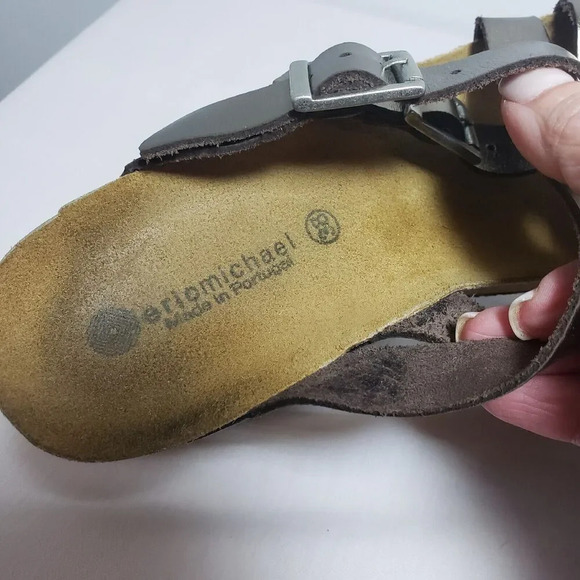 Eric Michael Metallic Brown Leather Platform Wedge Sandals 7.5 Comfort Boho - Picture 7 of 11